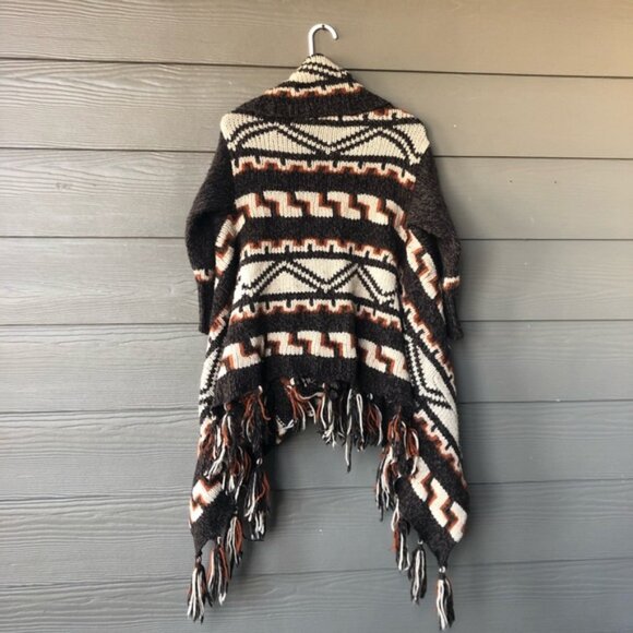Abercrombie & fitch Aztec tassel cardigan tribal print wool blend women’s M/L - Picture 2 of 5